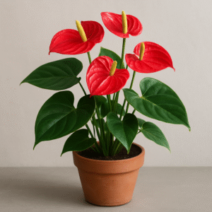 Anthurium Live Plant, Red Flowering Indoor Plant, Baby Plant with Blooms in 30 Days with pot